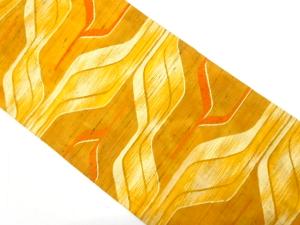 手織り紬　変わり横段模様織り出し　名古屋帯